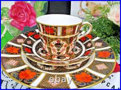 Royal Crown Derby OLD IMARI tea cup and saucer trio floral cobalt blue teacup