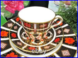Royal Crown Derby OLD IMARI tea cup and saucer trio floral cobalt blue teacup