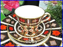 Royal Crown Derby OLD IMARI tea cup and saucer trio floral cobalt blue teacup