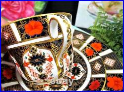 Royal Crown Derby OLD IMARI tea cup and saucer trio floral cobalt blue teacup