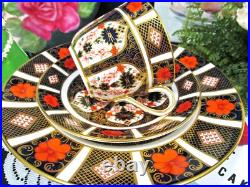 Royal Crown Derby OLD IMARI tea cup and saucer trio floral cobalt blue teacup