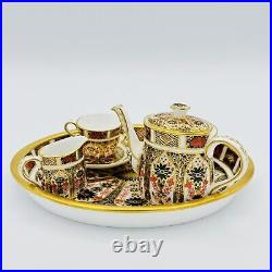 Royal Crown Derby Old Amari #1128 Miniature Tea Set Vintage RARE