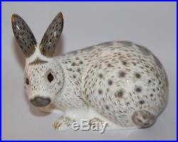 Royal Crown Derby Old English Grey Rabbit Paperweight Box/Gold Stopper vgc