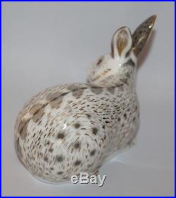 Royal Crown Derby Old English Grey Rabbit Paperweight Box/Gold Stopper vgc