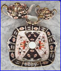 Royal Crown Derby Old IMARI Teapot Tea Set Sugar Creamer & Tray #2451 RARE
