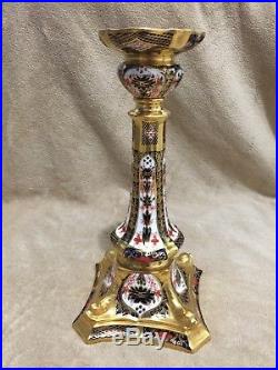 Royal Crown Derby Old Imari 1128 Candlestick 10 5/8 Inches