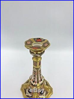 Royal Crown Derby Old Imari 1128 Candlestick Solid Gold Band 1st Quality