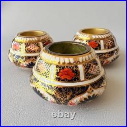 Royal Crown Derby Old Imari 1128 Cigarette Lighter Bases set of 3