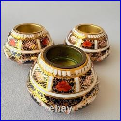 Royal Crown Derby Old Imari 1128 Cigarette Lighter Bases set of 3
