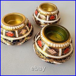 Royal Crown Derby Old Imari 1128 Cigarette Lighter Bases set of 3