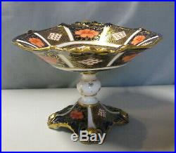 Royal Crown Derby Old Imari 1128 Compote Tazza Footed Dish with Acorn Accents