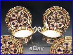 Royal Crown Derby Old Imari 1128 Cups & Saucers Gold Band Scalloped Rim Set Of 6