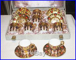 Royal Crown Derby Old Imari 1128 Demitasse Cappuccino Cup + Saucer Set Plus Two