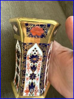 Royal Crown Derby Old Imari 1128 Full Gold Gilt Small 4.5 China Vase Xl X