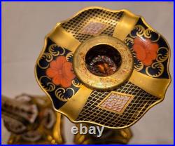 Royal Crown Derby Old Imari 1128 Pair Candlesticks 10? Drilled as Lamps