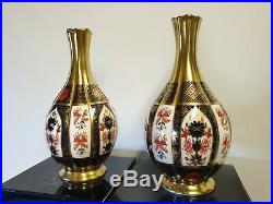 Royal Crown Derby Old Imari 1128 SGB Pair of Orchid Vases, Boxed