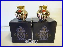 Royal Crown Derby Old Imari 1128 SGB Pair of Viola Vases, Boxed