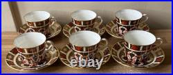 Royal Crown Derby Old Imari 1128 Set of 6 Cups & Saucers 1978