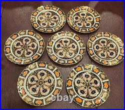 Royal Crown Derby Old Imari 1128 Set of 7 Dessert Plates 7 Inch Vintage England