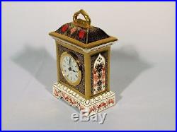 Royal Crown Derby Old Imari 1128 Solid Gold Band Mantel Clock (WithO) RRP £565 Exc