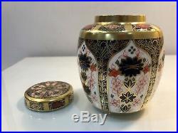 Royal Crown Derby Old Imari 1128 Solid Gold Band Small Ginger Jar 1st Quality
