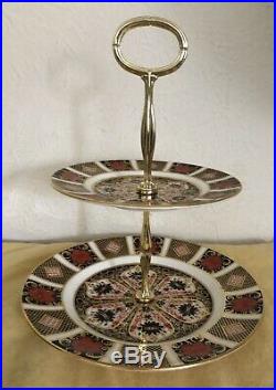 Royal Crown Derby Old Imari 1128 Two Tier Cake Stand excellent condition
