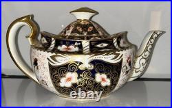 Royal Crown Derby Old Imari 2451 Teapot Bone China Hand Gilded 22k Gold England