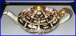 Royal Crown Derby Old Imari 2451 Teapot Bone China Hand Gilded 22k Gold England