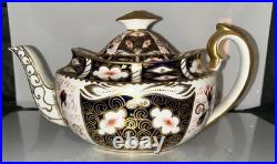 Royal Crown Derby Old Imari 2451 Teapot Bone China Hand Gilded 22k Gold England