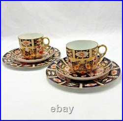 Royal Crown Derby Old Imari 2451 Trio Set Cup Saucer Plate 1920s Porcelain