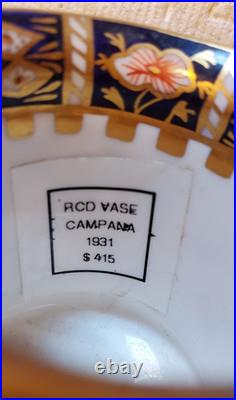 Royal Crown Derby Old Imari 6299 Vase 1931 Solid Gold Bands Porcelain Vintage