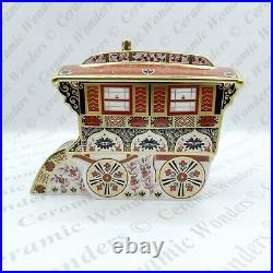 Royal Crown Derby'Old Imari Caravan' Gypsy Wagon Paperweight Gold Stopper