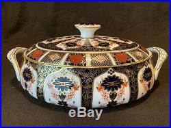 Royal Crown Derby Old Imari Covered Vegetable Bowl Dish 9 5/8 L First Quality