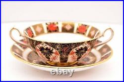 Royal Crown Derby Old Imari Cream Soup Bowl Double Handled & Saucer set