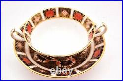 Royal Crown Derby Old Imari Cream Soup Bowl Double Handled & Saucer set