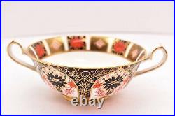 Royal Crown Derby Old Imari Cream Soup Bowl Double Handled & Saucer set