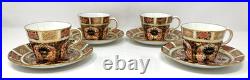 Royal Crown Derby Old Imari Cups and Saucers Scalloped Set of 4 Mint