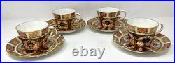 Royal Crown Derby Old Imari Cups and Saucers Scalloped Set of 4 Mint