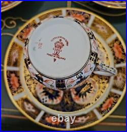 Royal Crown Derby Old Imari Demitasse Footed Tea Cup & Saucer 6 Set Vintage 1937