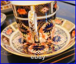 Royal Crown Derby Old Imari Demitasse Footed Tea Cup & Saucer 6 Set Vintage 1937