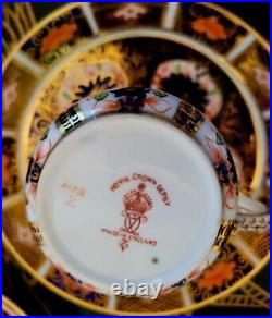 Royal Crown Derby Old Imari Demitasse Footed Tea Cup & Saucer 6 Set Vintage 1937