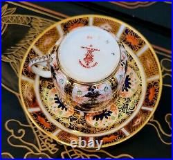 Royal Crown Derby Old Imari Demitasse Footed Tea Cup & Saucer 6 Set Vintage 1937