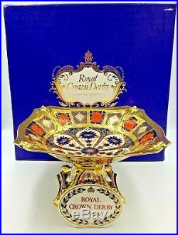 Royal Crown Derby Old Imari Dolphin Comport Bowl (Imari 1128) Boxed 1st Quality