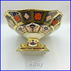 Royal Crown Derby Old Imari Dolphin Comport Bowl (Imari 1128) Boxed 1st Quality