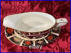 Royal Crown Derby Old Imari Gravy Boat & Underplate #1128 Excellent Condition