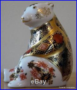 Royal Crown Derby Old Imari'Honey Bear' Paperweight c/w Gold Stopper MIB