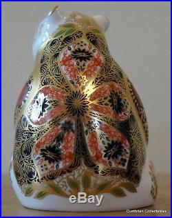 Royal Crown Derby Old Imari'Honey Bear' Paperweight c/w Gold Stopper MIB