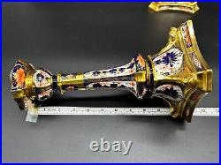 Royal Crown Derby Old Imari Large Candle Stick Holders Pair Bone China England