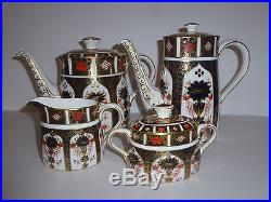 Royal Crown Derby Old Imari Large Coffee & Tea Pot Creamer Sugar All 1st Quality