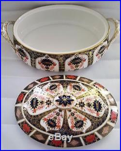 Royal Crown Derby Old Imari Oval Covered Vegetable Bowl #1128